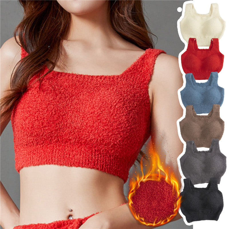 🎁Last Day 49% OFF - Women Winter Warm Fleece Padded Vest Bralette Bra Crop Top Thermal Underwear