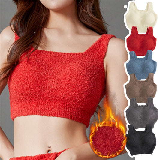 🎁Last Day 49% OFF - Women Winter Warm Fleece Padded Vest Bralette Bra Crop Top Thermal Underwear