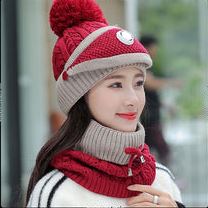 3PCS Knitted Hat Scarf Cap Breathable Mask Winter Warm Crochet Neck Knit Baggy Beanie Wool Skull Hat Ski Cap Scarf Beanie Scarf Bonnet Warm Hairball Baggy Hat Mask with Breathing valve
