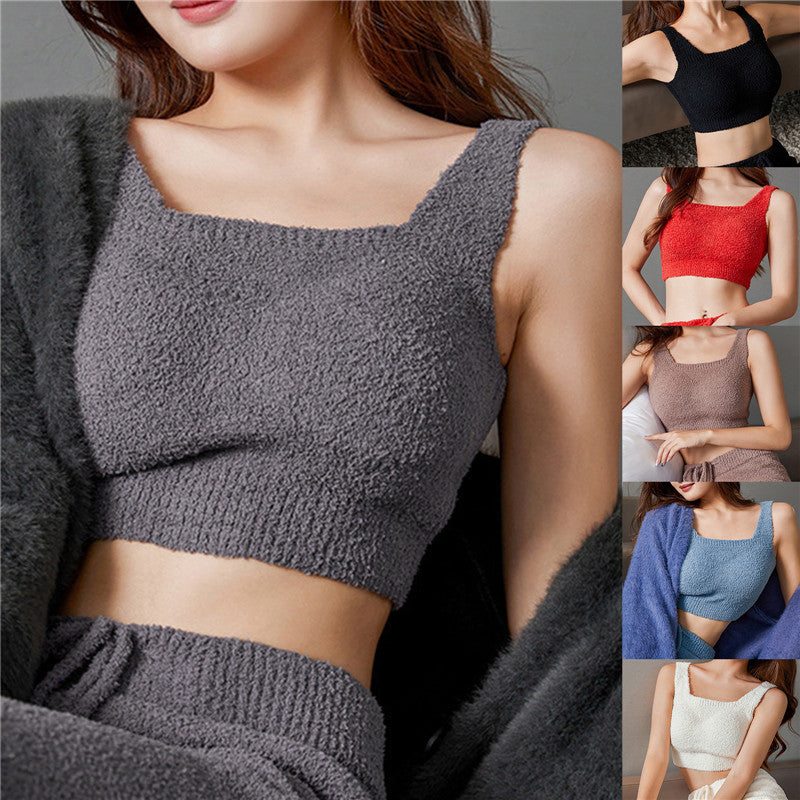 🎁Last Day 49% OFF - Women Winter Warm Fleece Padded Vest Bralette Bra Crop Top Thermal Underwear