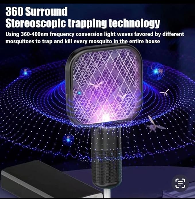 Mini Mosquito Killer Lamp 2 in 1 Multicunctional Angle Portable Bug Zapper Electric USB Rechargeable Mosquito Fly Bat Swatter Pack of 1