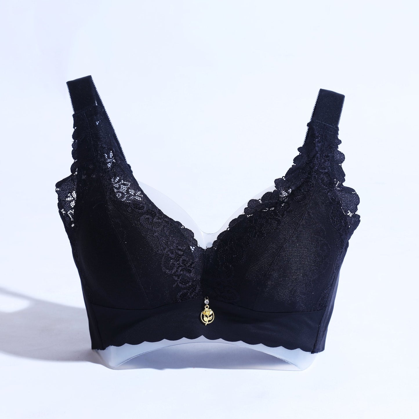 FLORAL COTTON NET BRA WITH PENDANT