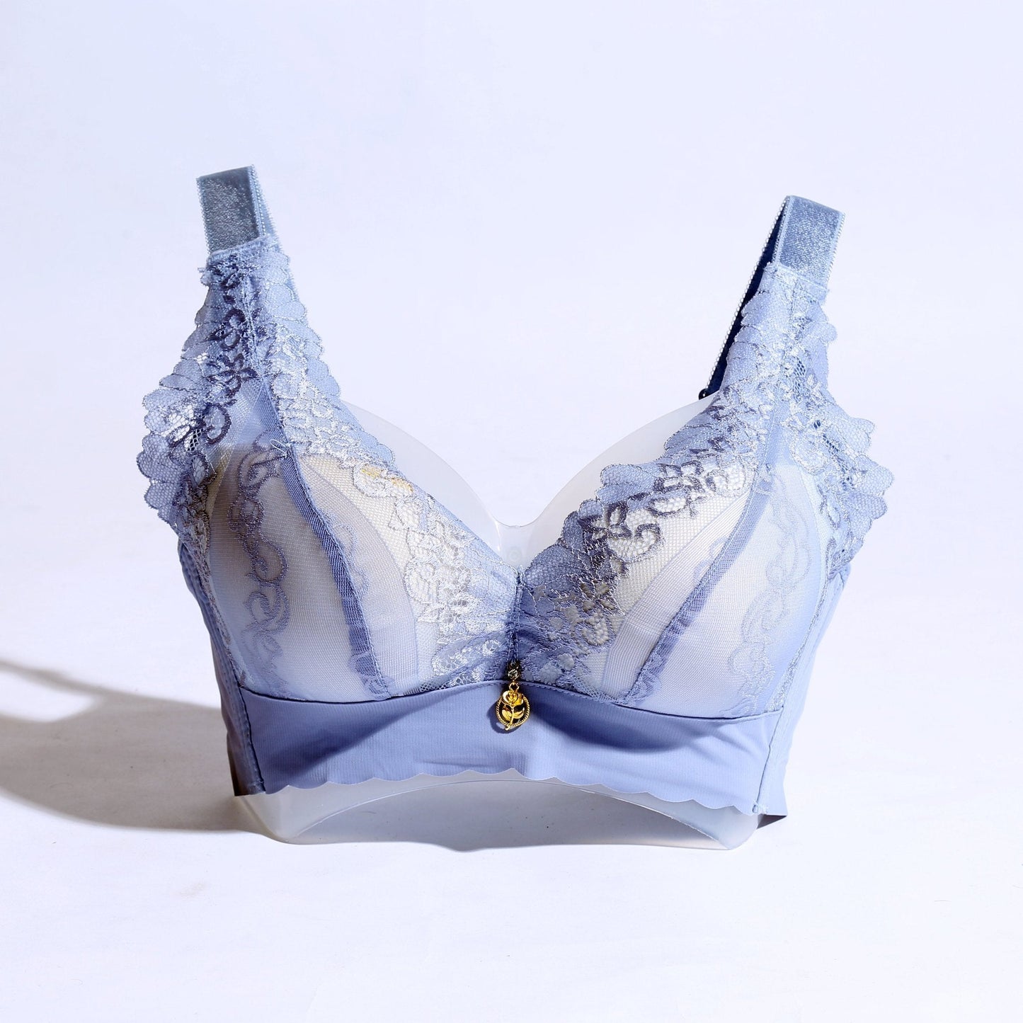 FLORAL COTTON NET BRA WITH PENDANT