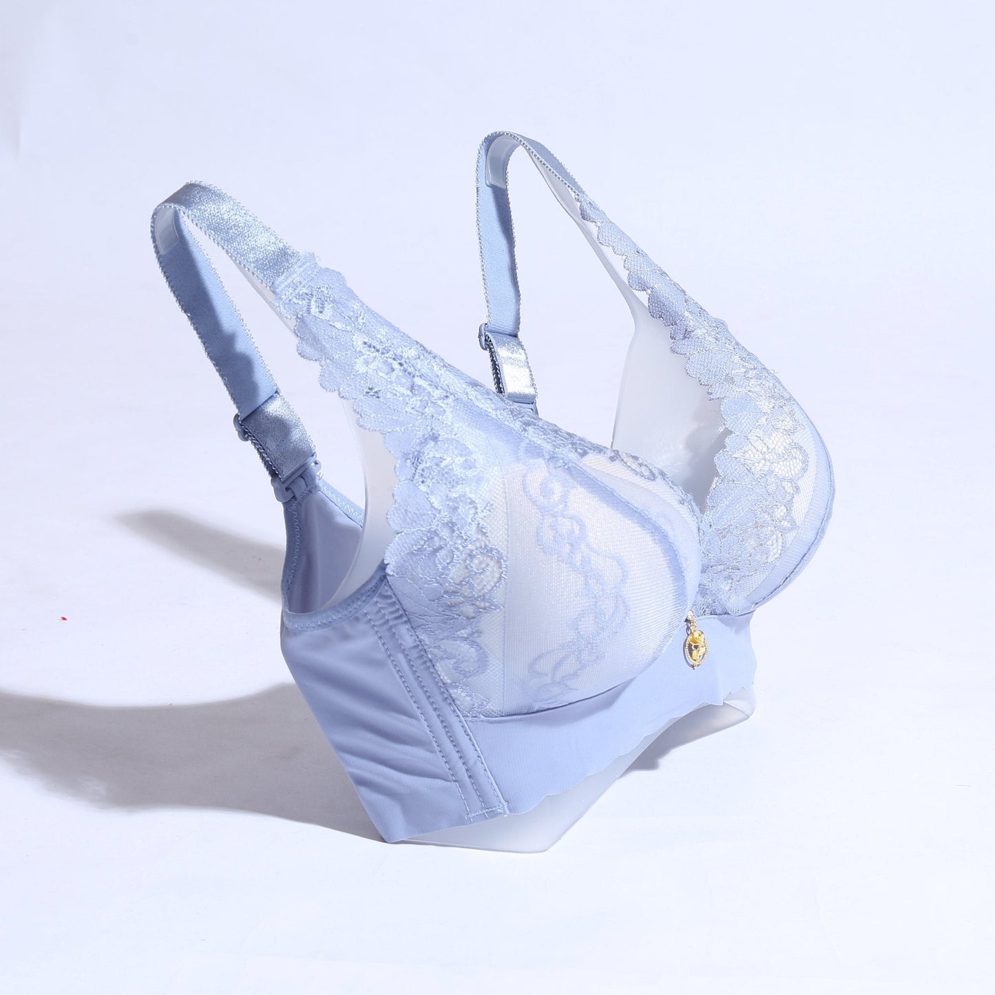 FLORAL COTTON NET BRA WITH PENDANT