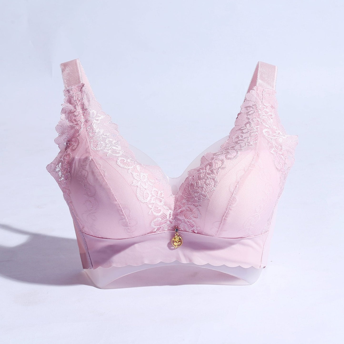 FLORAL COTTON NET BRA WITH PENDANT