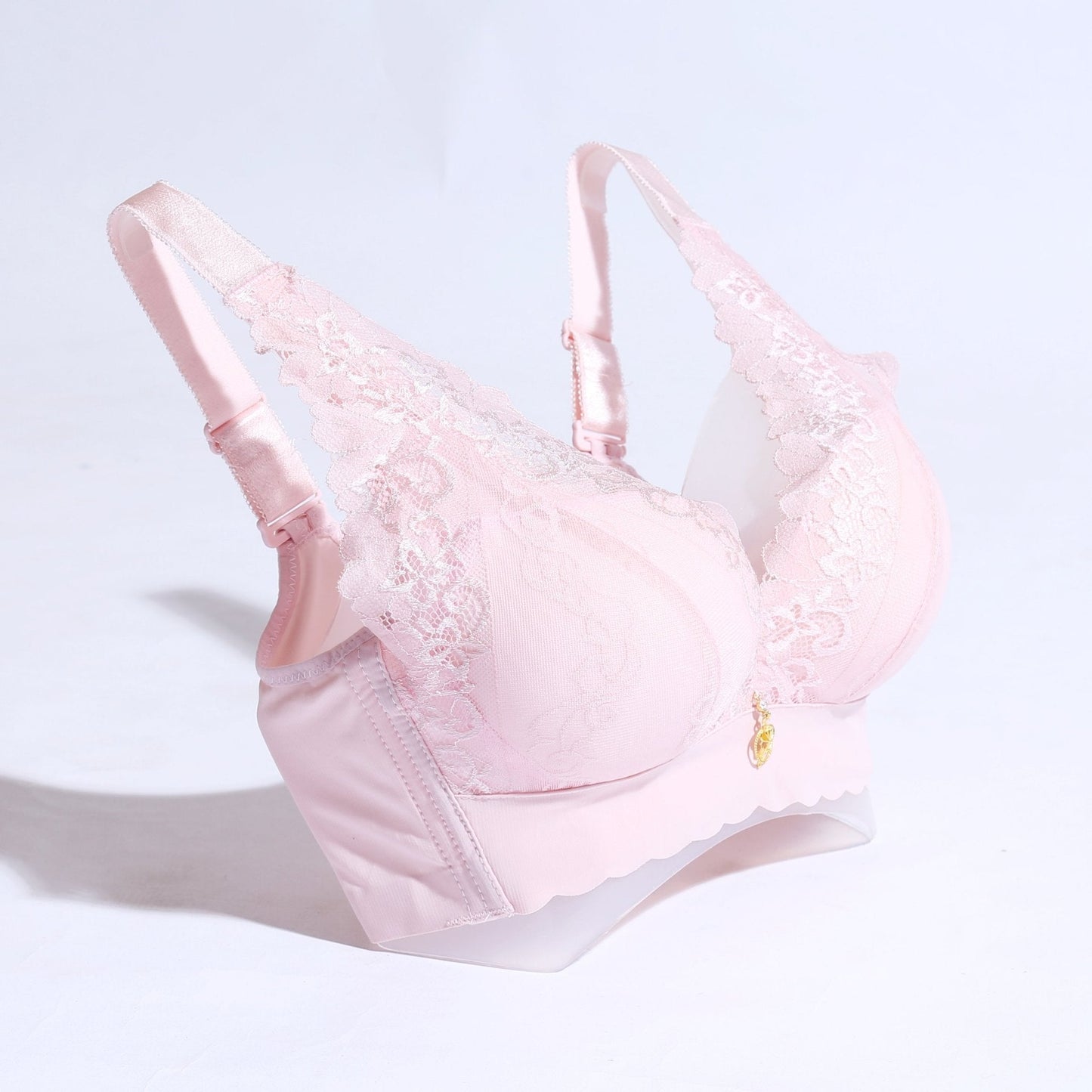 FLORAL COTTON NET BRA WITH PENDANT