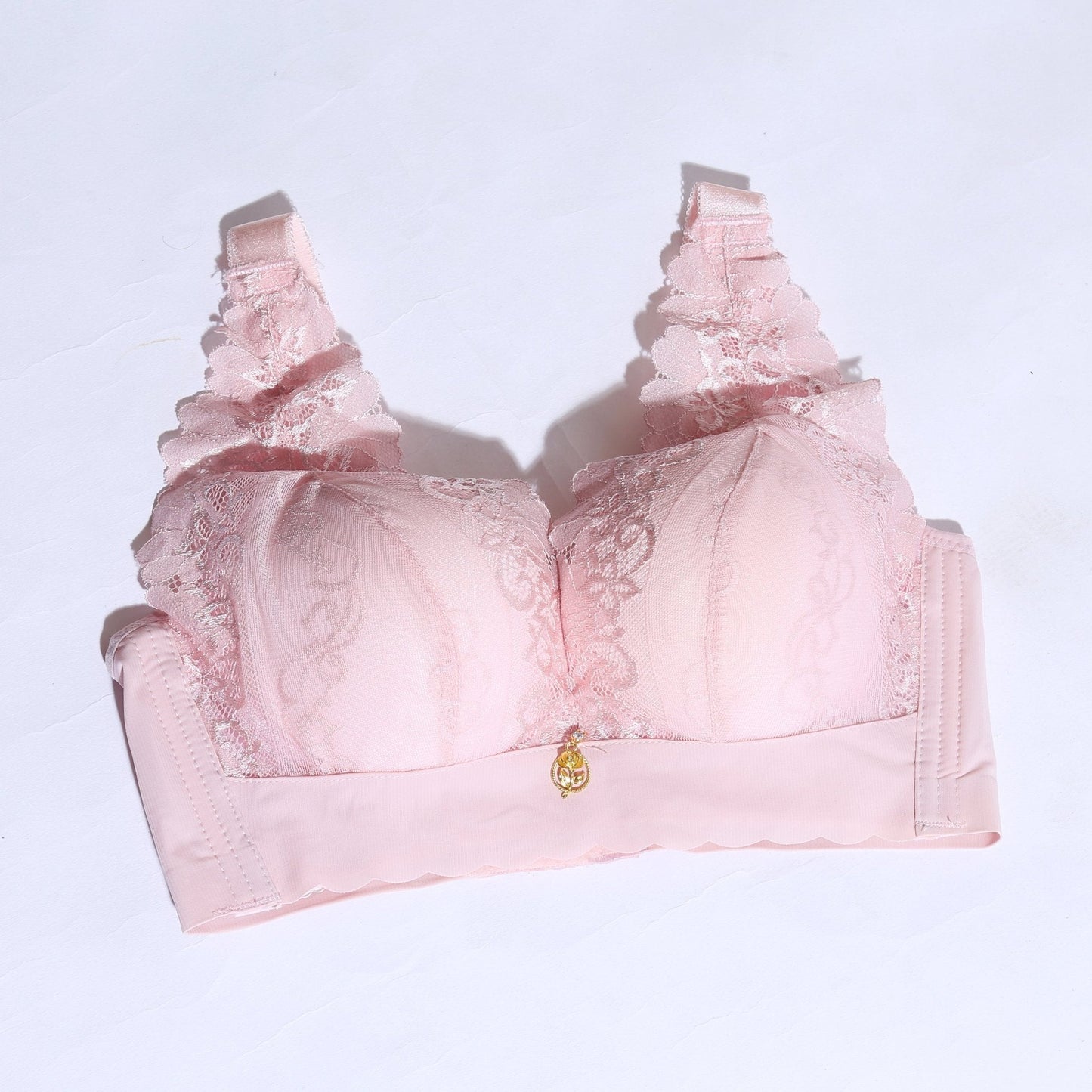 FLORAL COTTON NET BRA WITH PENDANT