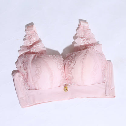 FLORAL COTTON NET BRA WITH PENDANT
