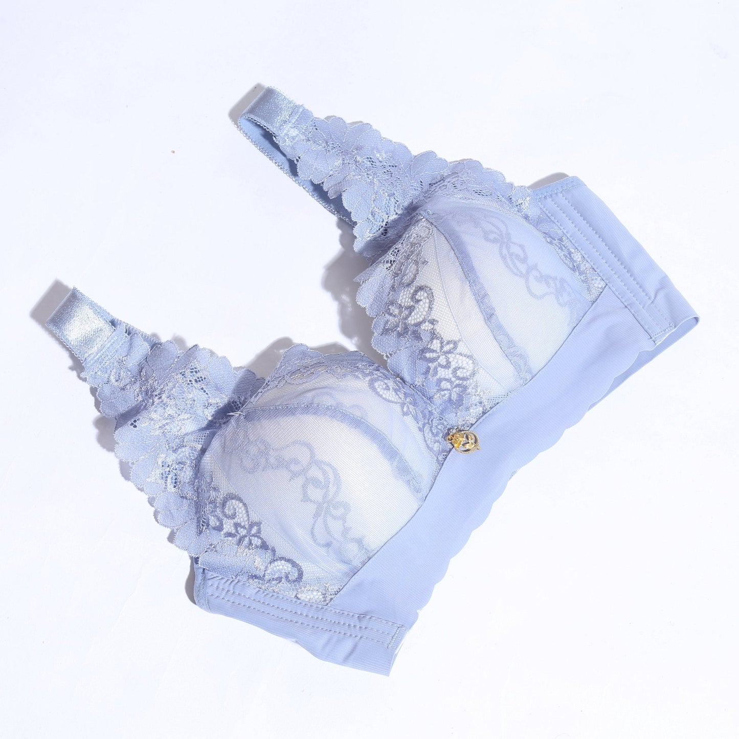 FLORAL COTTON NET BRA WITH PENDANT
