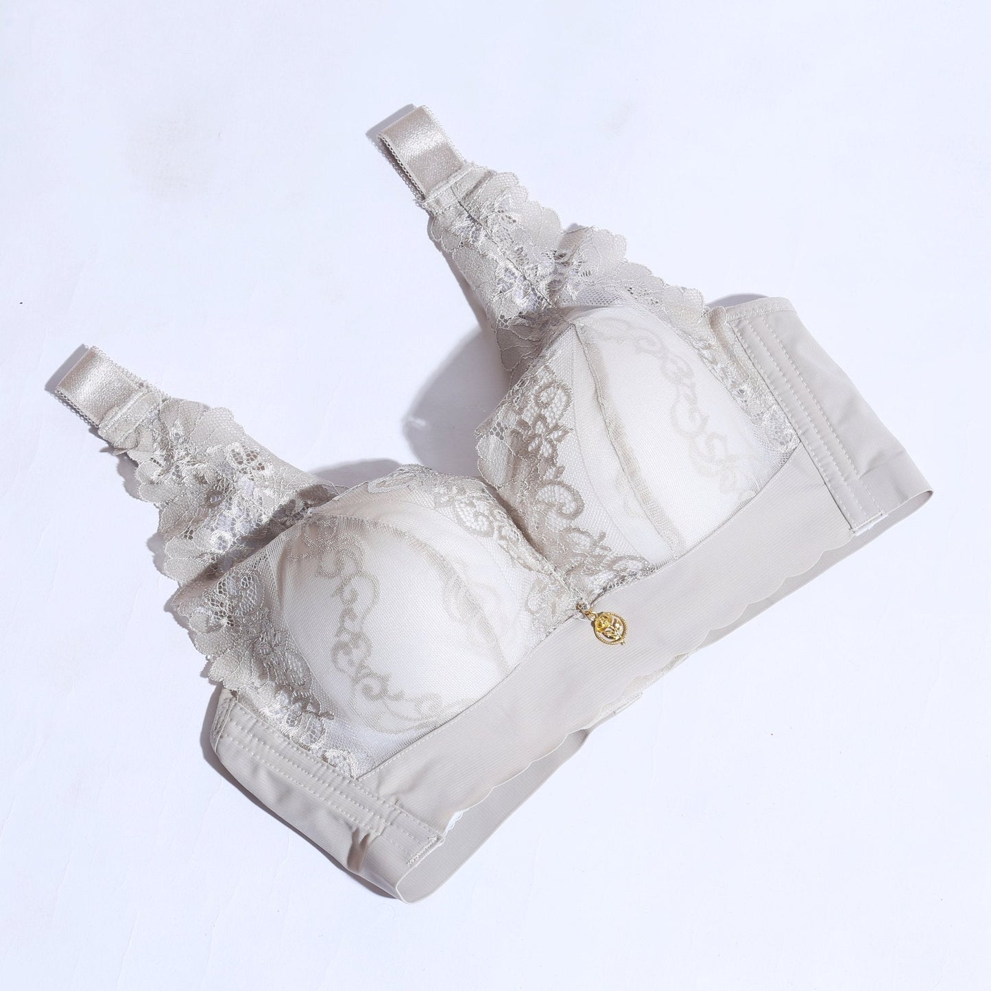 FLORAL COTTON NET BRA WITH PENDANT