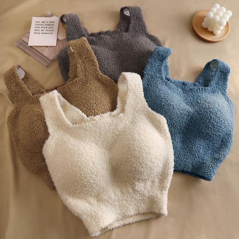 🎁Last Day 49% OFF - Women Winter Warm Fleece Padded Vest Bralette Bra Crop Top Thermal Underwear