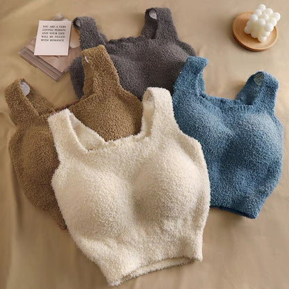 🎁Last Day 49% OFF - Women Winter Warm Fleece Padded Vest Bralette Bra Crop Top Thermal Underwear