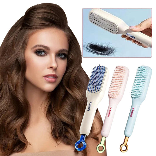 Easy Clean Volumizing Retractable Anti-static Hair Brush, Massager Comb, Self-cleaning, Hairdressing