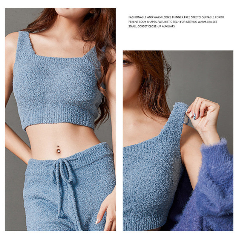🎁Last Day 49% OFF - Women Winter Warm Fleece Padded Vest Bralette Bra Crop Top Thermal Underwear