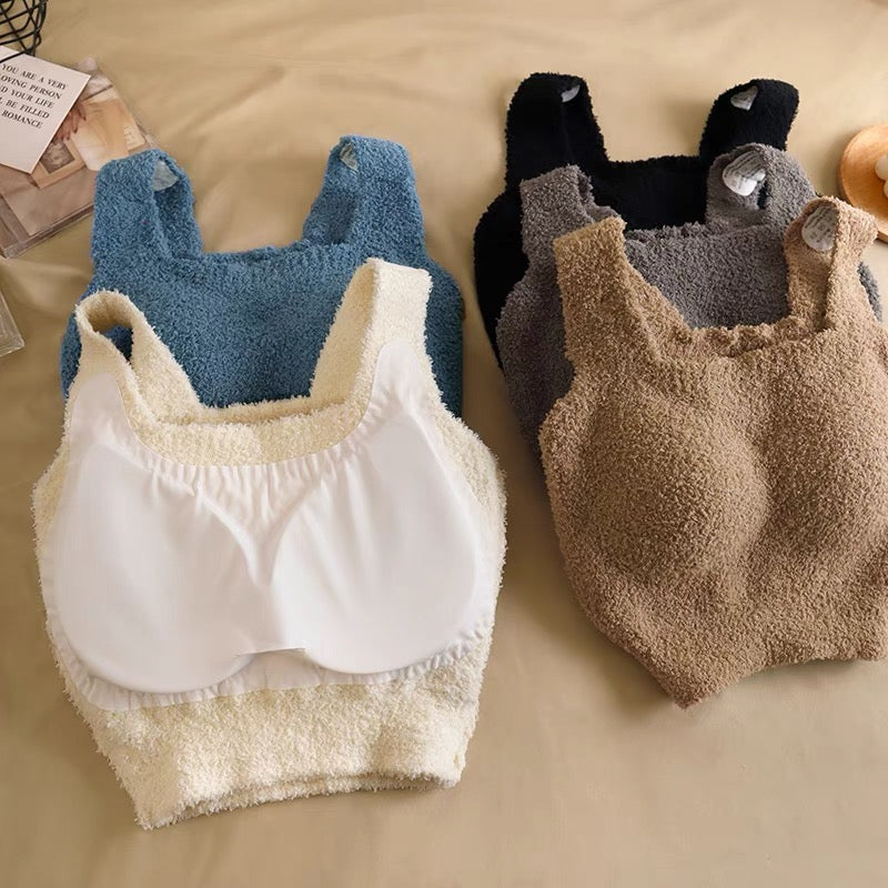 🎁Last Day 49% OFF - Women Winter Warm Fleece Padded Vest Bralette Bra Crop Top Thermal Underwear
