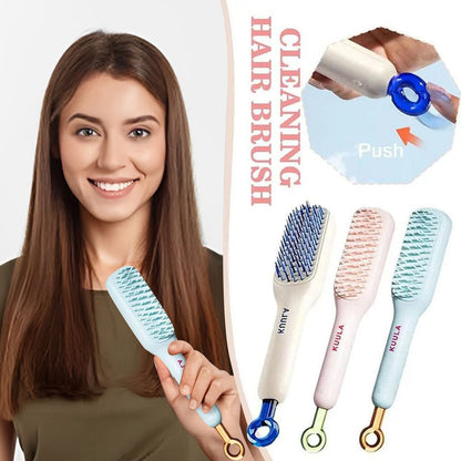 Easy Clean Volumizing Retractable Anti-static Hair Brush, Massager Comb, Self-cleaning, Hairdressing