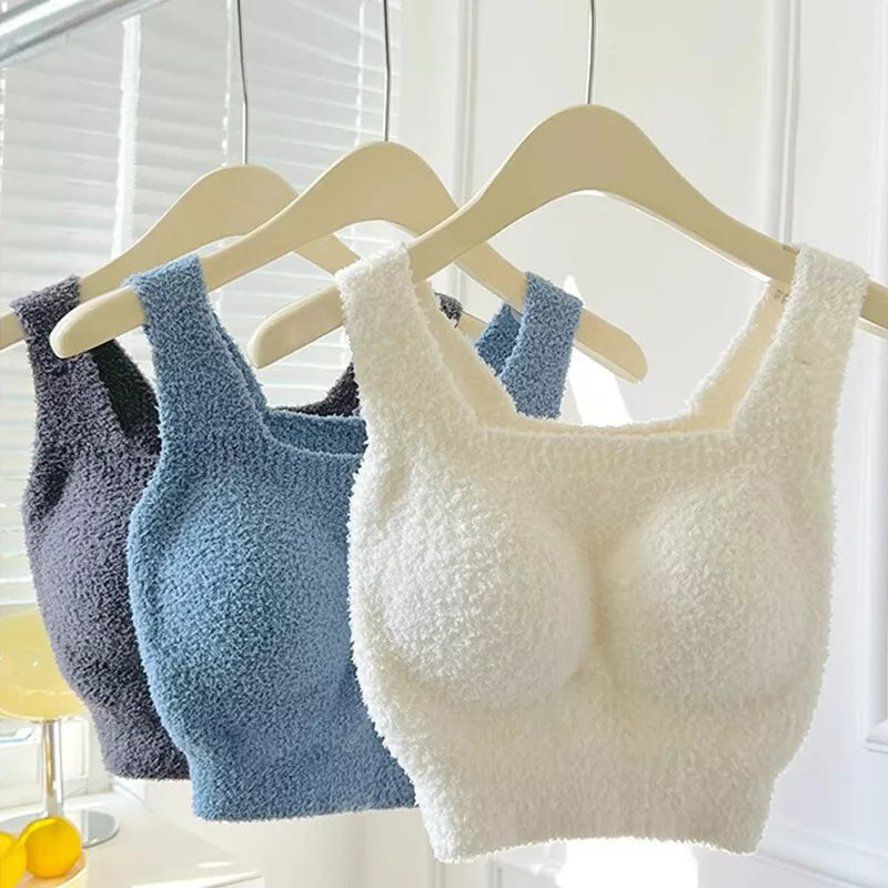 🎁Last Day 49% OFF - Women Winter Warm Fleece Padded Vest Bralette Bra Crop Top Thermal Underwear