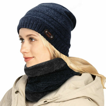 2 Items Warm Knitted 1 Hat and 1 Neck Warmer Collar