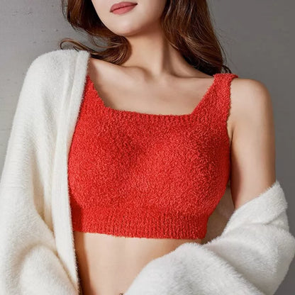 🎁Last Day 49% OFF - Women Winter Warm Fleece Padded Vest Bralette Bra Crop Top Thermal Underwear