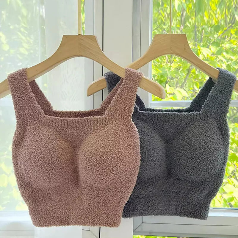 🎁Last Day 49% OFF - Women Winter Warm Fleece Padded Vest Bralette Bra Crop Top Thermal Underwear