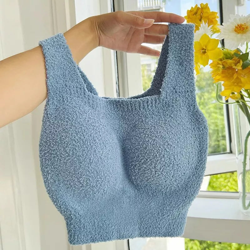 🎁Last Day 49% OFF - Women Winter Warm Fleece Padded Vest Bralette Bra Crop Top Thermal Underwear