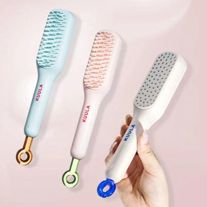 Easy Clean Volumizing Retractable Anti-static Hair Brush, Massager Comb, Self-cleaning, Hairdressing
