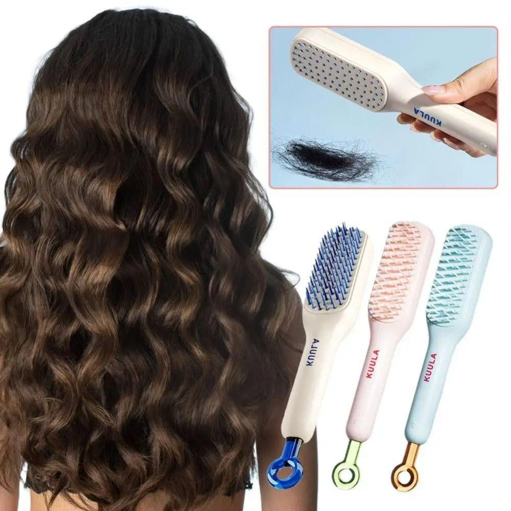 Easy Clean Volumizing Retractable Anti-static Hair Brush, Massager Comb, Self-cleaning, Hairdressing