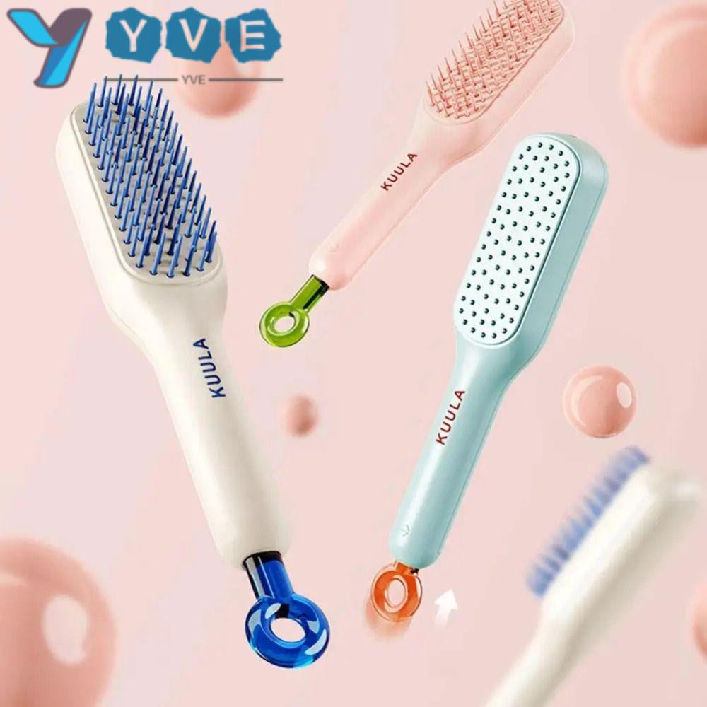 Easy Clean Volumizing Retractable Anti-static Hair Brush, Massager Comb, Self-cleaning, Hairdressing