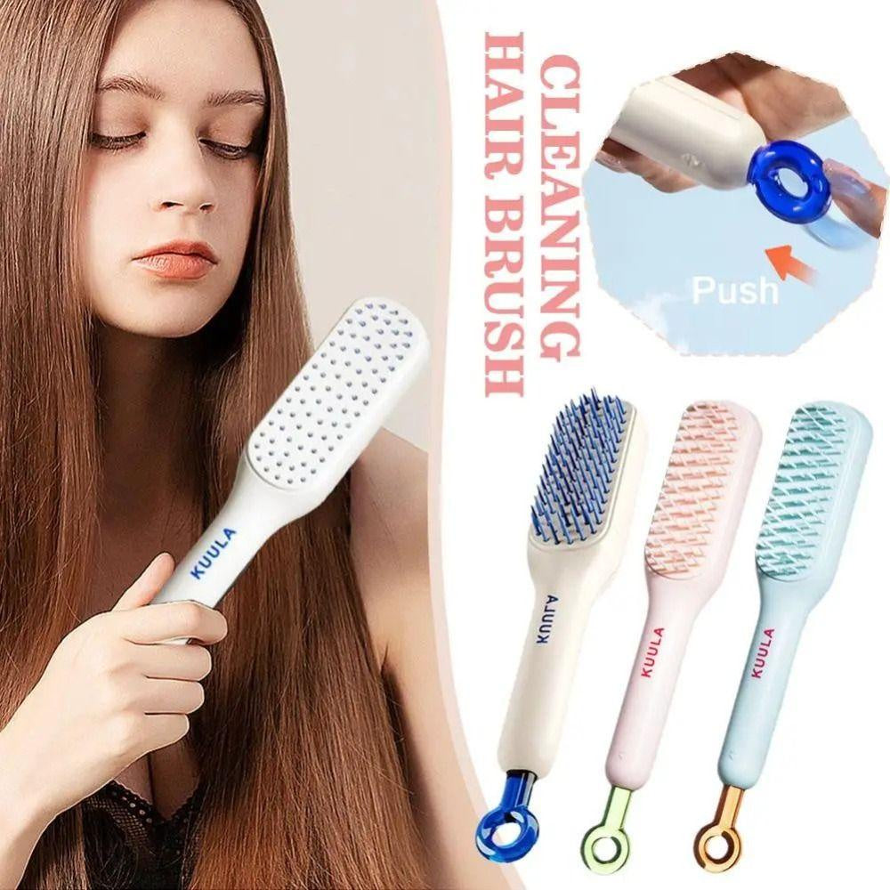 Easy Clean Volumizing Retractable Anti-static Hair Brush, Massager Comb, Self-cleaning, Hairdressing