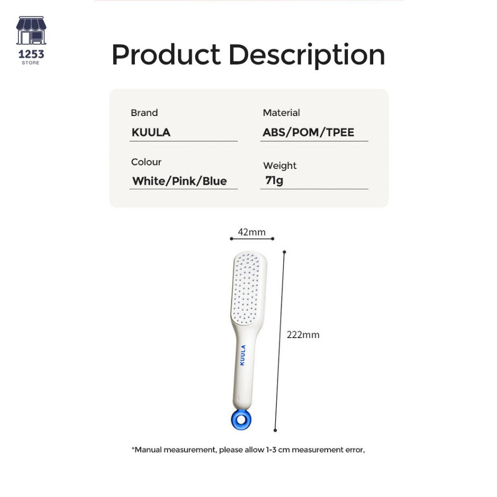 Easy Clean Volumizing Retractable Anti-static Hair Brush, Massager Comb, Self-cleaning, Hairdressing
