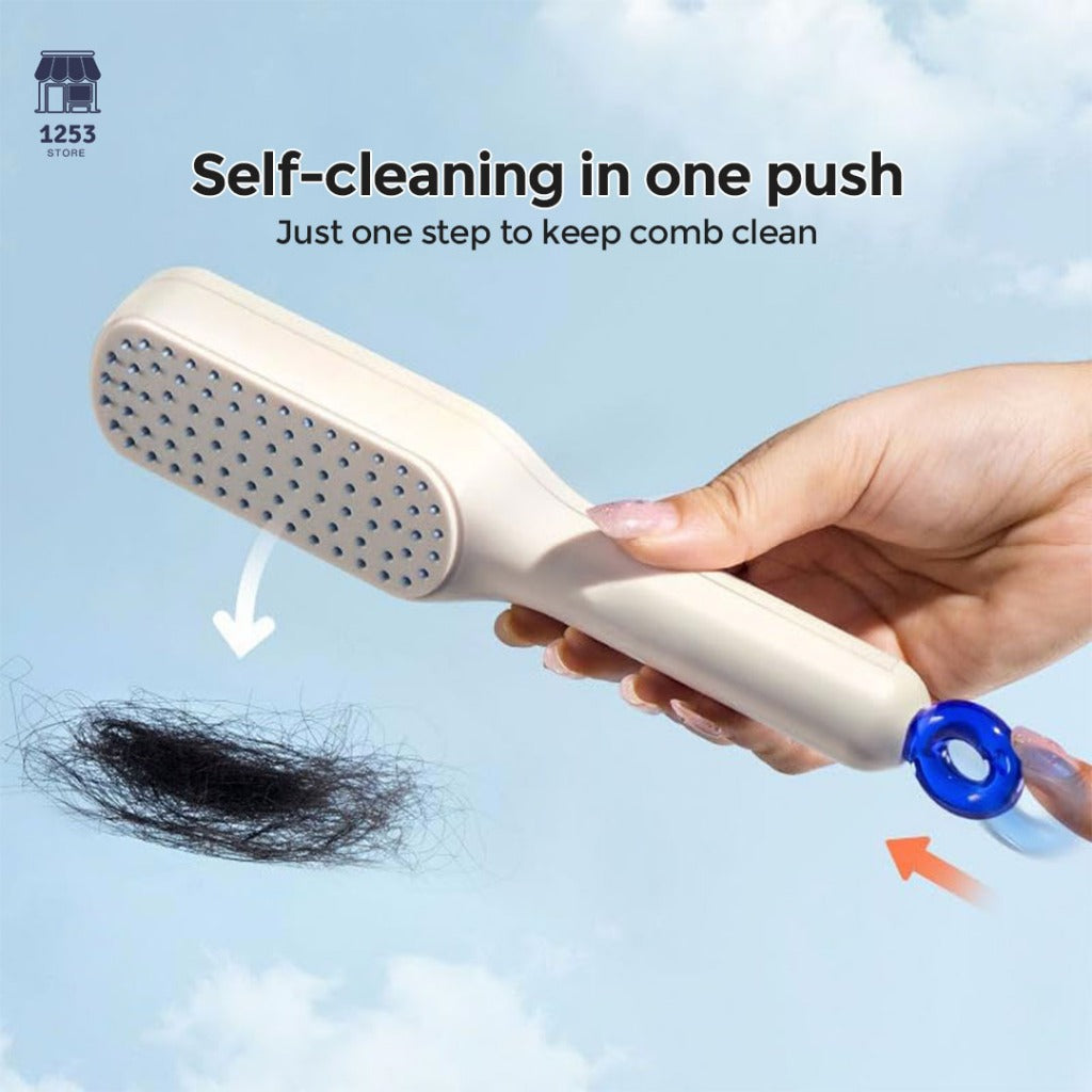 Easy Clean Volumizing Retractable Anti-static Hair Brush, Massager Comb, Self-cleaning, Hairdressing
